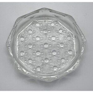 Vintage Luminarc Clear French Glass Textured Starburst Coaster Rosace Design